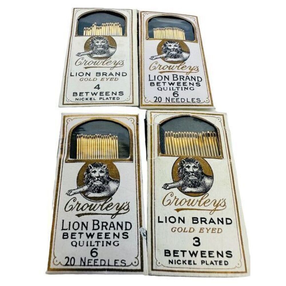 Vintage Crowleys Lion Brand Gold Eyed Betweens Quilting Needles In Original PKG